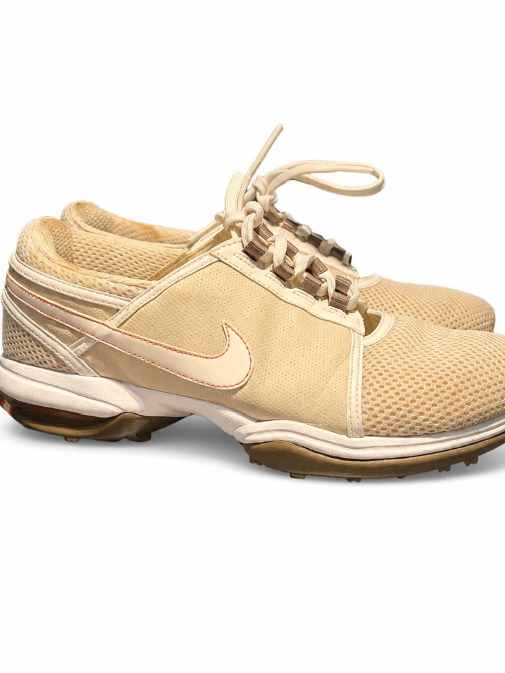 Nike Air Women's Golf Shoes Beige/Cream Lace-Up Cleated Golf Shoes Size 8.5